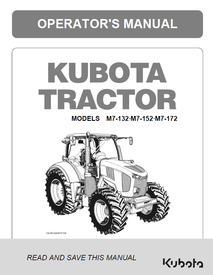 Kubota M7-132, M7-152, M7-172 | Kubota | Operator's Manual